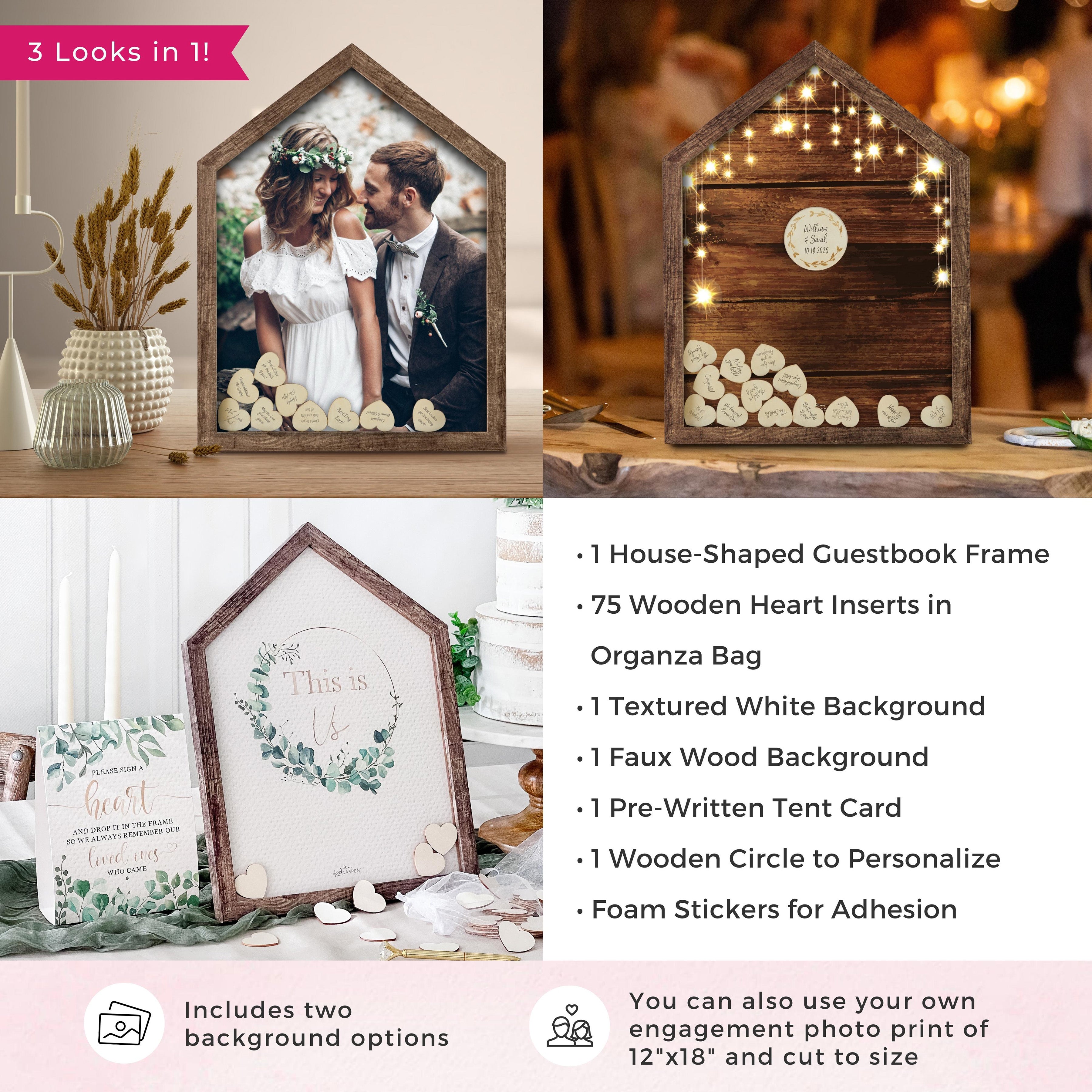 Modern Rustic House Shaped Wedding Guest Book - Unique Alternative for Wedding Reception, Bridal Shower & Anniversary Celebrations