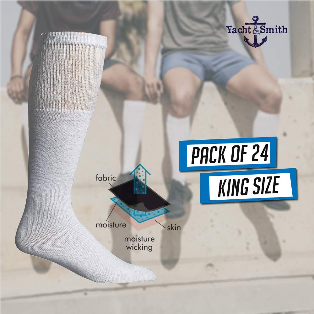 Yacht & Smith Big and Tall Men's Athletic Cotton Tube Socks - 12-Pack Bulk Wholesale Referee Socks for Sports, Work & Casual Wear - King Size Breathable Comfort Socks by SOCKS’NBULK