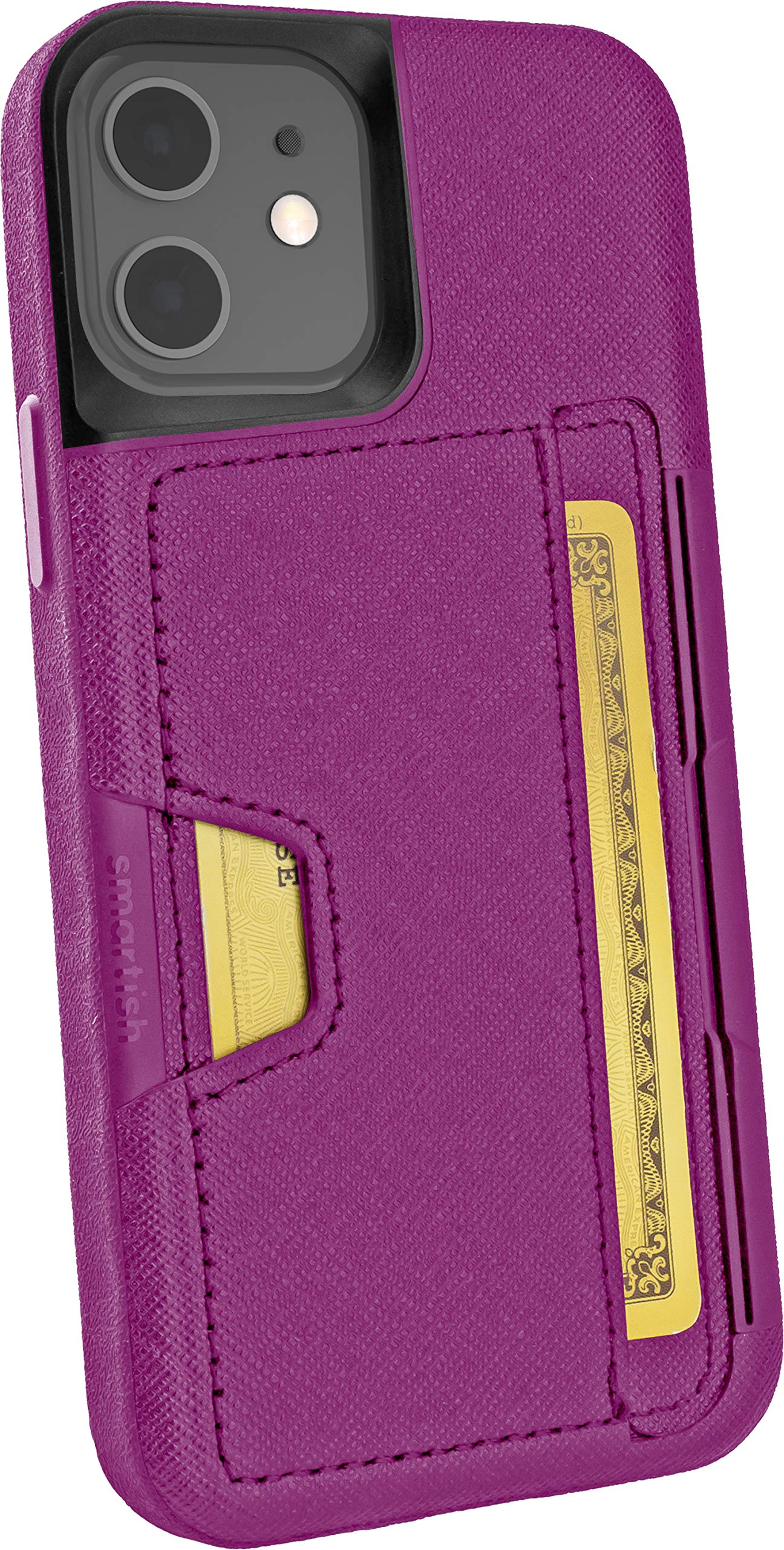 Smartish iPhone 12/12 Pro Wallet Case - Slim Protective Kickstand with Credit Card Holder | Wallet Slayer Vol.2 | Silk Finish in Purple Reign | Perfect for Everyday Use & Travel Protection