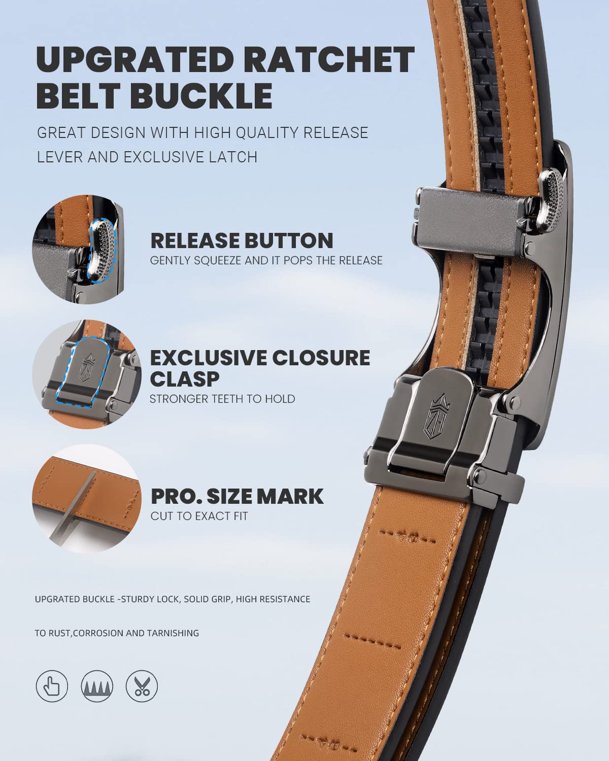 Premium Men's Ratchet Dress Belt - 1 3/8