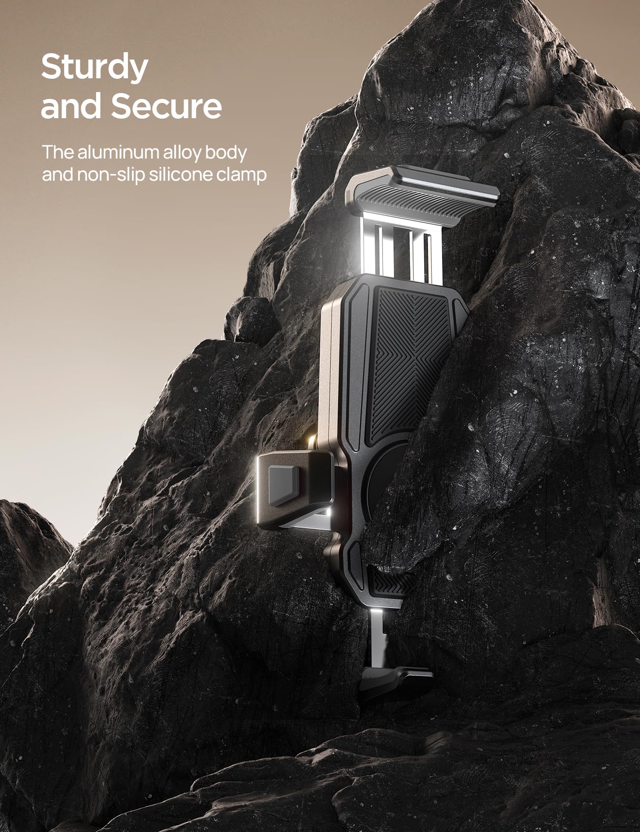 JOYROOM Aluminum Motorcycle Phone Mount with Vibration Dampener - for iPhone/Samsung - Bike/ATV Riding