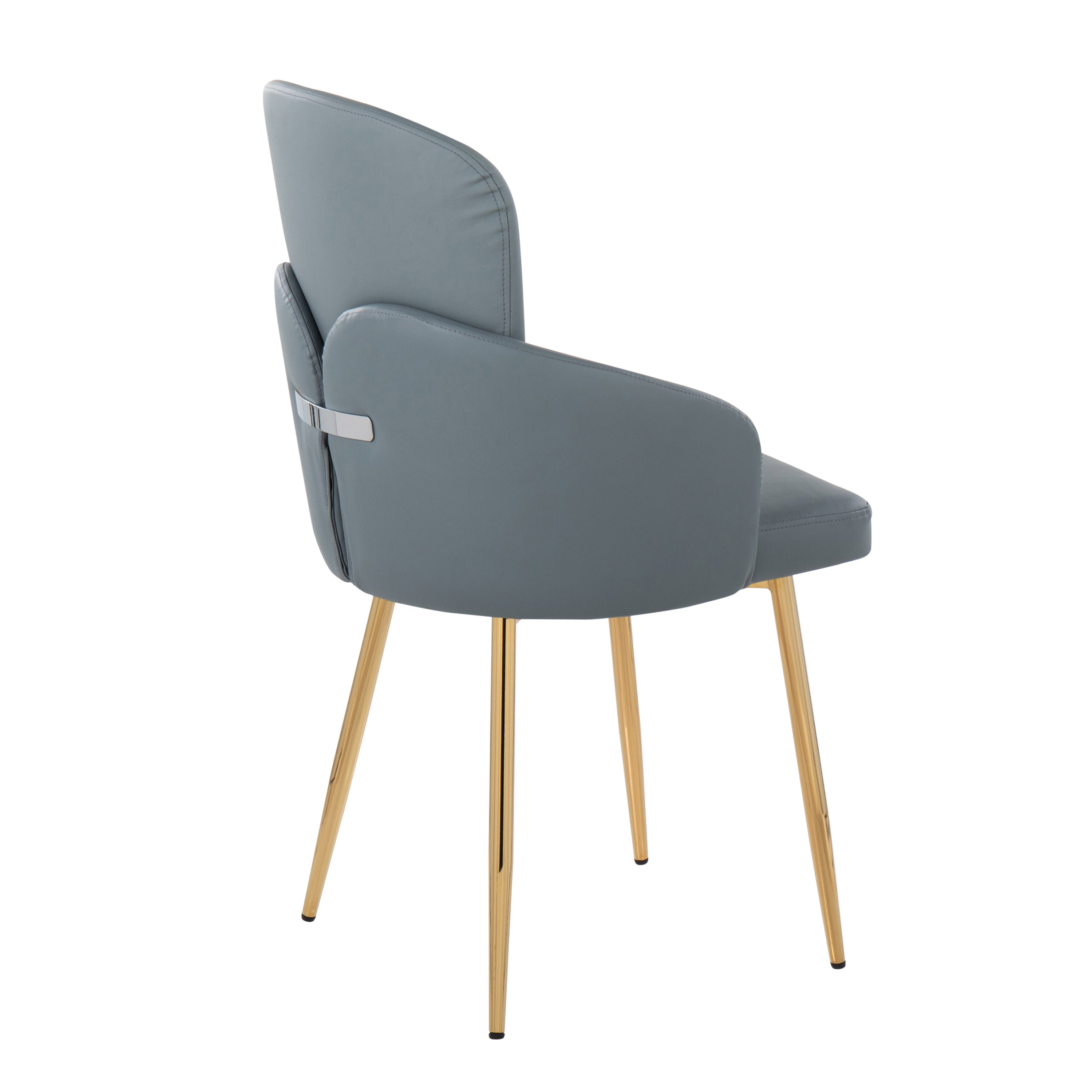 LumiSource Dahlia Modern Dining Chairs - Set of 2 Gold Metal Frame with Gray Faux Leather Upholstery & Chrome Accents | Perfect for Contemporary Dining Room, Kitchen Breakfast Nook or Office Conference Table