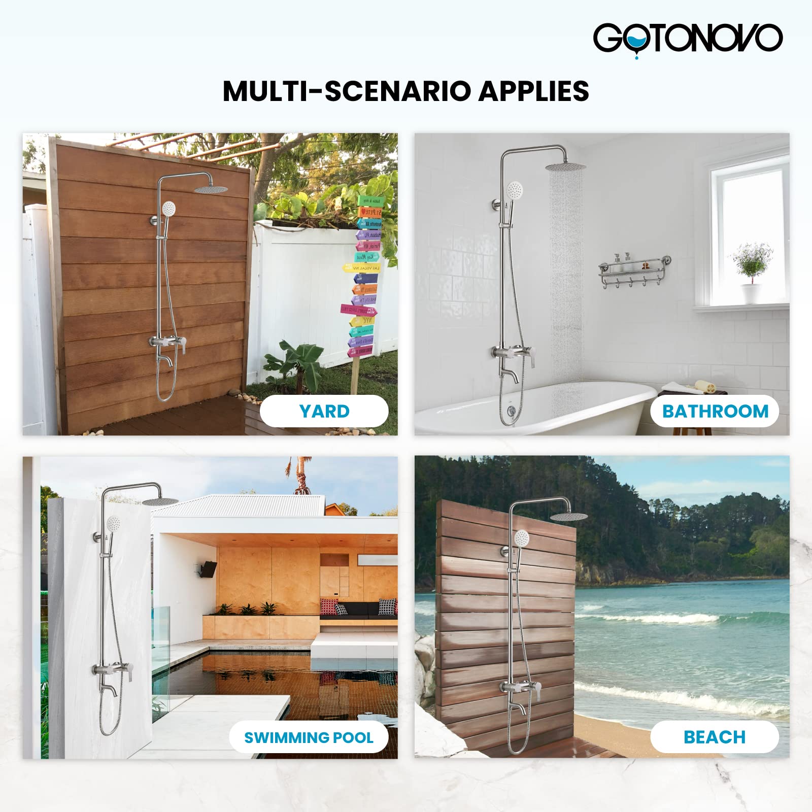 Gotonovo 3-Function Stainless Steel Shower System - 8