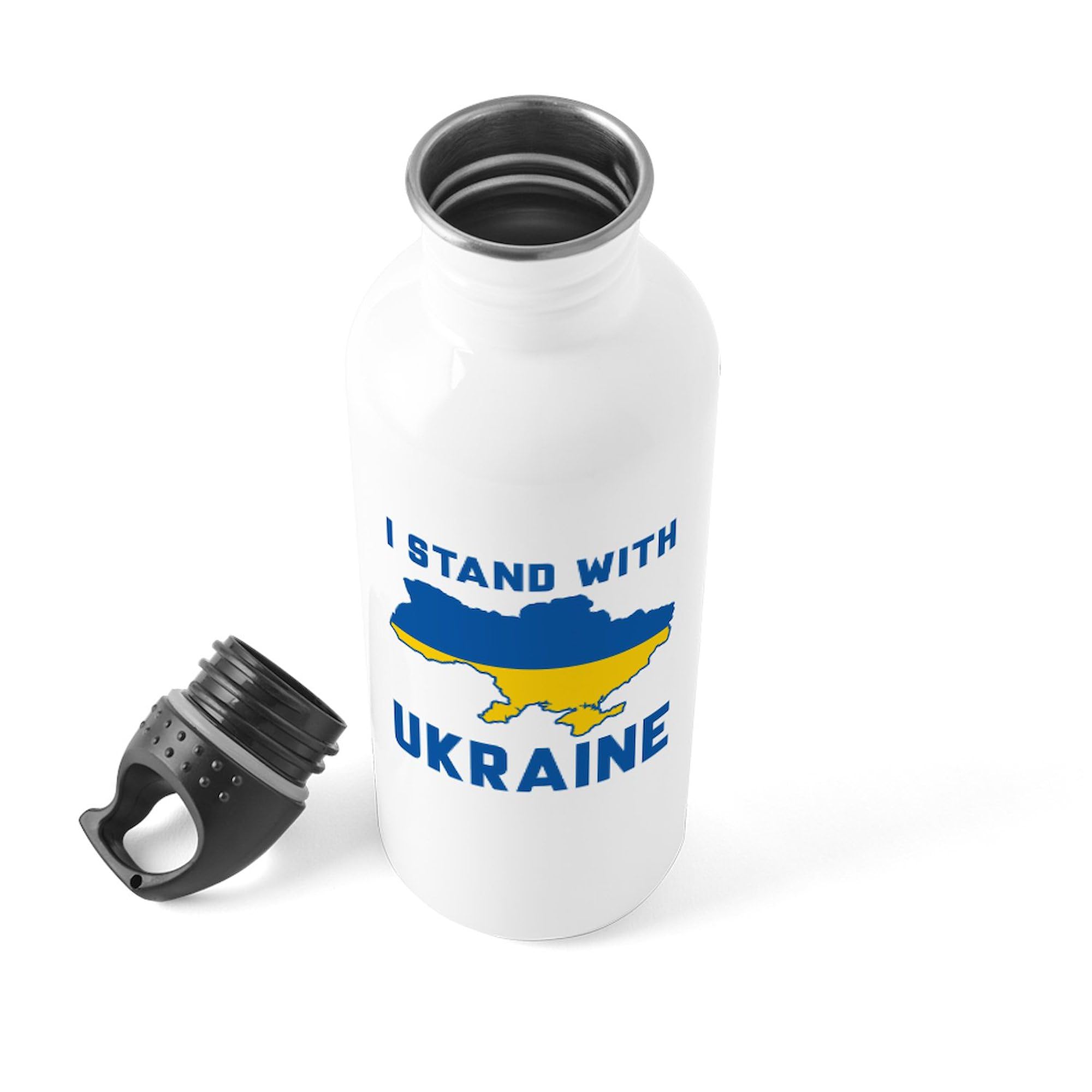Stainless Steel Water Bottle 1.0L (34 oz) - I Stand With Ukraine Design - Vacuum Insulated, BPA-Free, Leak Proof - Perfect for Gym, Hiking & Travel