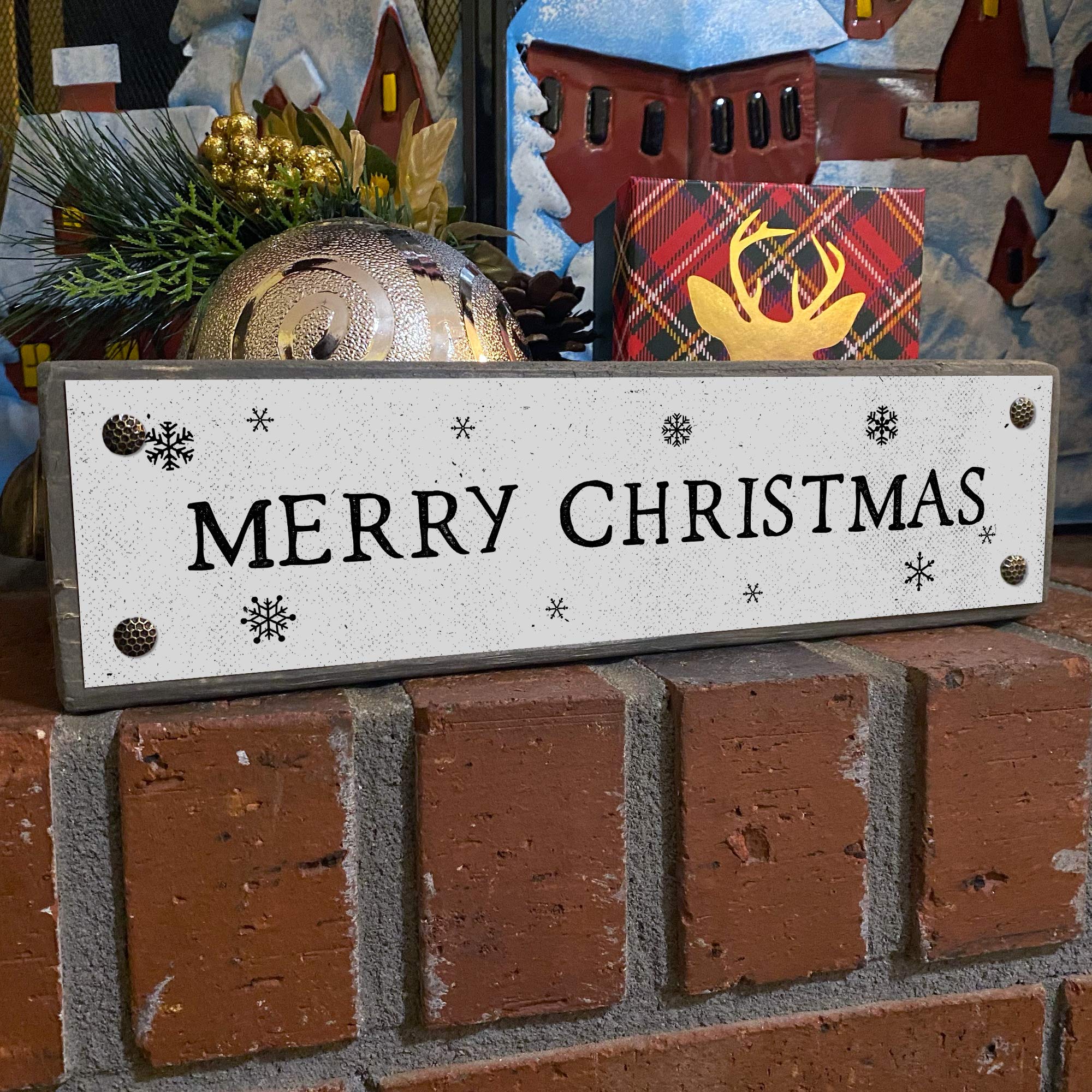 ANVEVO Merry Christmas Wooden Storage Box - Rustic Farmhouse Home Decor with Funny Sayings | Holiday Decoration, Gift Box & Organizer for Christmas Tree Ornaments