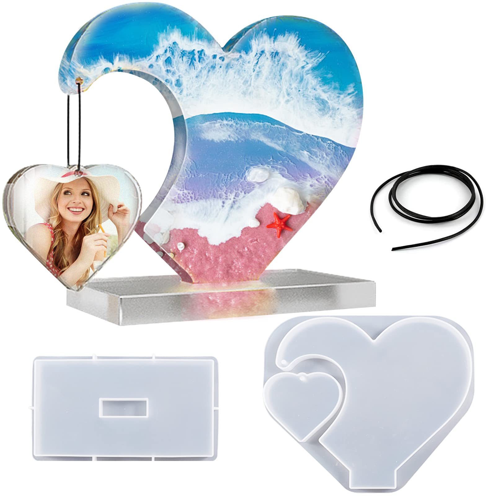 Heart Shaped Resin Molds for DIY Photo Frames - Silicone Craft Molds for Home Decoration, Art Projects, Holiday Gifts & Christmas Decor - Perfect for Valentine's Day, Wedding Keepsakes & Handmade Crafts