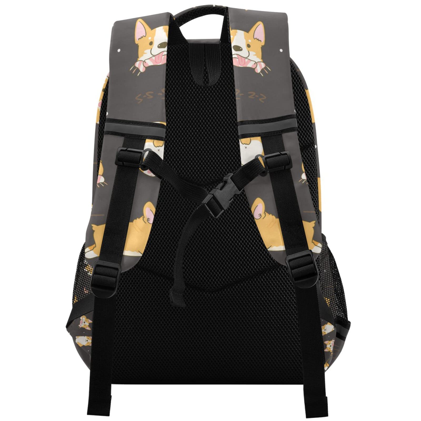 Corgi Cute Dog Themed School Backpack for Boys & Girls - Lightweight Travel Bag with Wide Comfortable Shoulder Straps & Reflective Strip - Perfect for College, Casual Daypack, Hiking & Outdoor Activities
