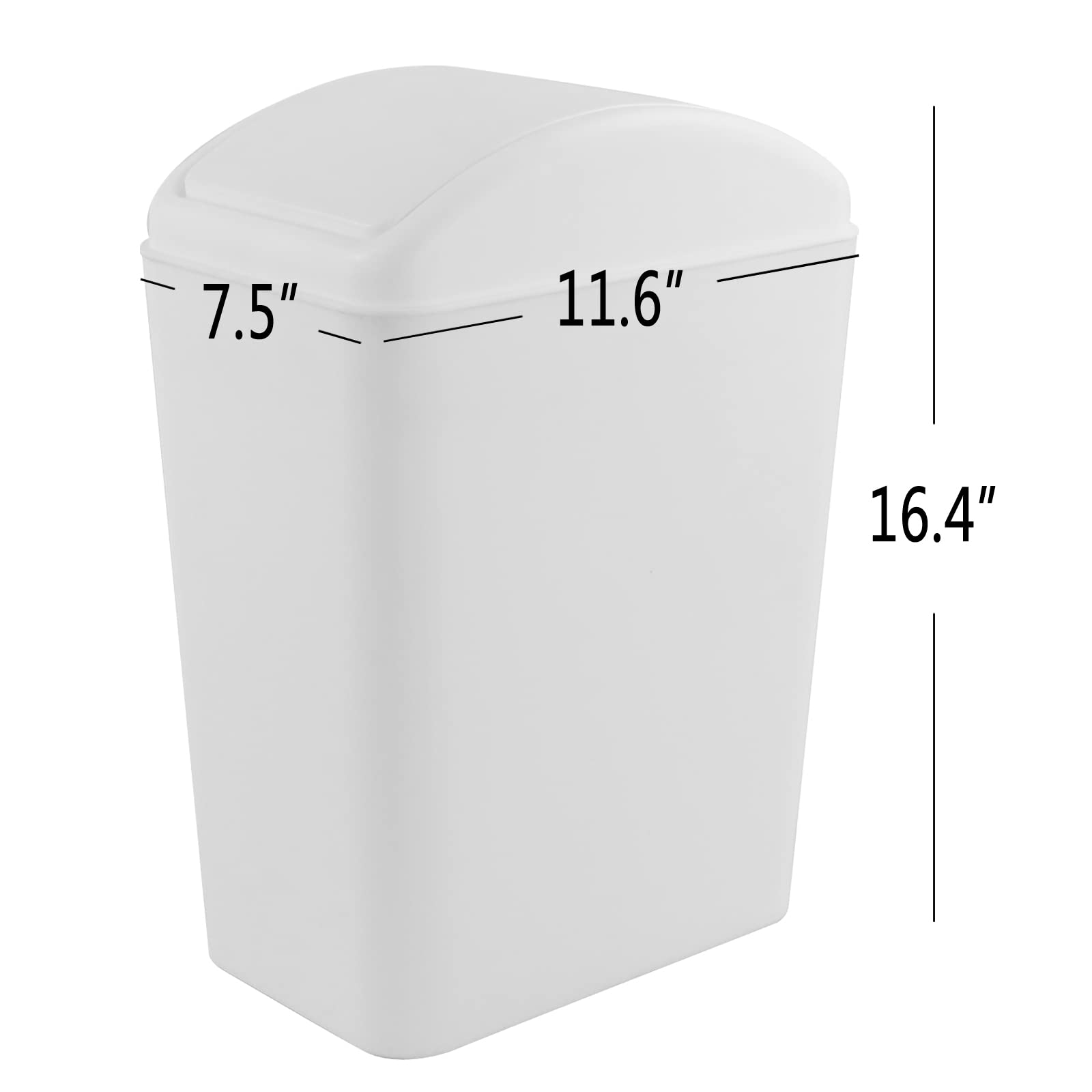 4.2 Gallon Swing Lid Trash Can - White Plastic Waste Bin with Lid for Kitchen, Bathroom, Office & Home Use - Odor-Controlling Garbage Can for Small Spaces