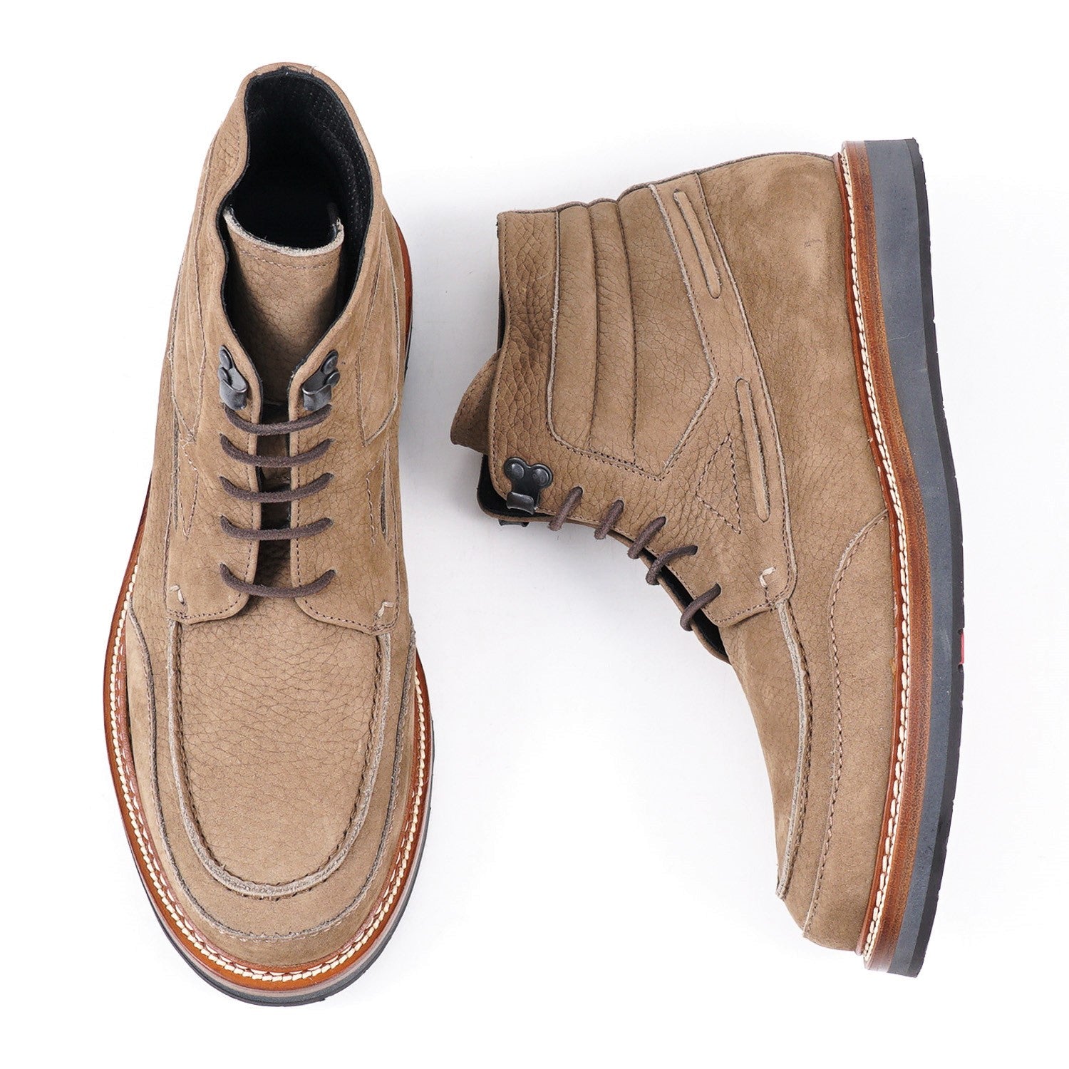 Kiton Men's Storm Welted Casual Boots - Waterproof Leather Ankle Boots for Outdoor Hiking & Everyday Wear
