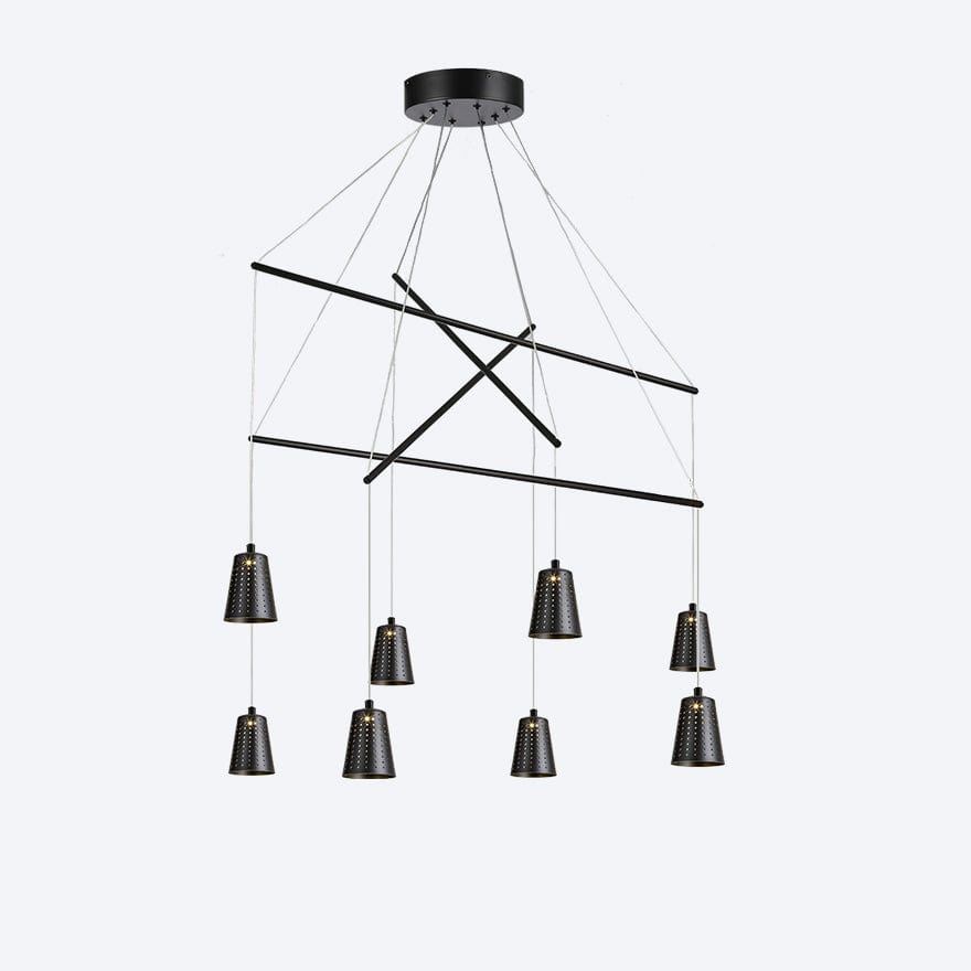 ZORO Multi 8 LED Pendant Light with Yosh Shade - Dimmable Modern Lighting for Kitchen Island, Dining Room & Bedroom Decor