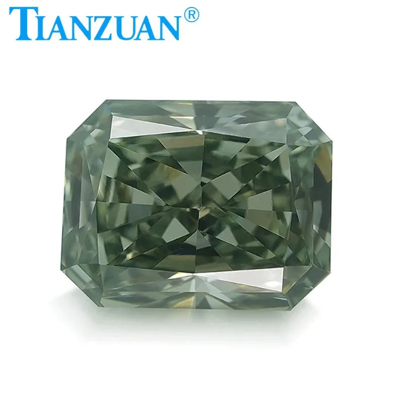 1.2ct VS1 Lab Grown CVD Radiant Cut Fancy Vivid Green Diamond - GEMID Certified 2EX Loose Gemstone for Engagement Rings & Jewelry Making