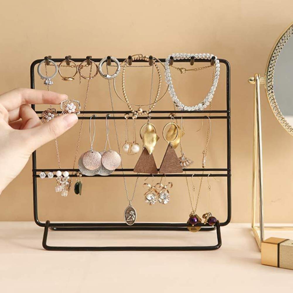 Stylish Jewelry Organizer & Holder for Earrings, Necklaces & Bracelets - Black | Perfect for Travel, Vanity & Closet Storage