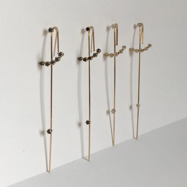 Elegant Diamond Magic Wand & Gold Needle Earrings for Women - Perfect for Parties, Weddings & Special Occasions