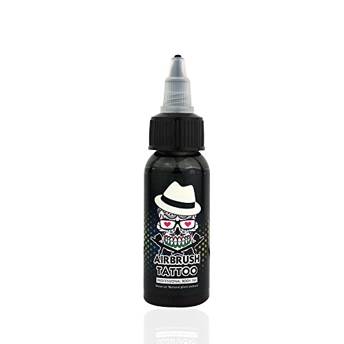 OPHIR Temporary Tattoo Ink - Professional Airbrush Body Art Pigment for Tattoo Artists - 30ML/Bottle (BLACK) - Ideal for Halloween, Cosplay & Festival Body Painting