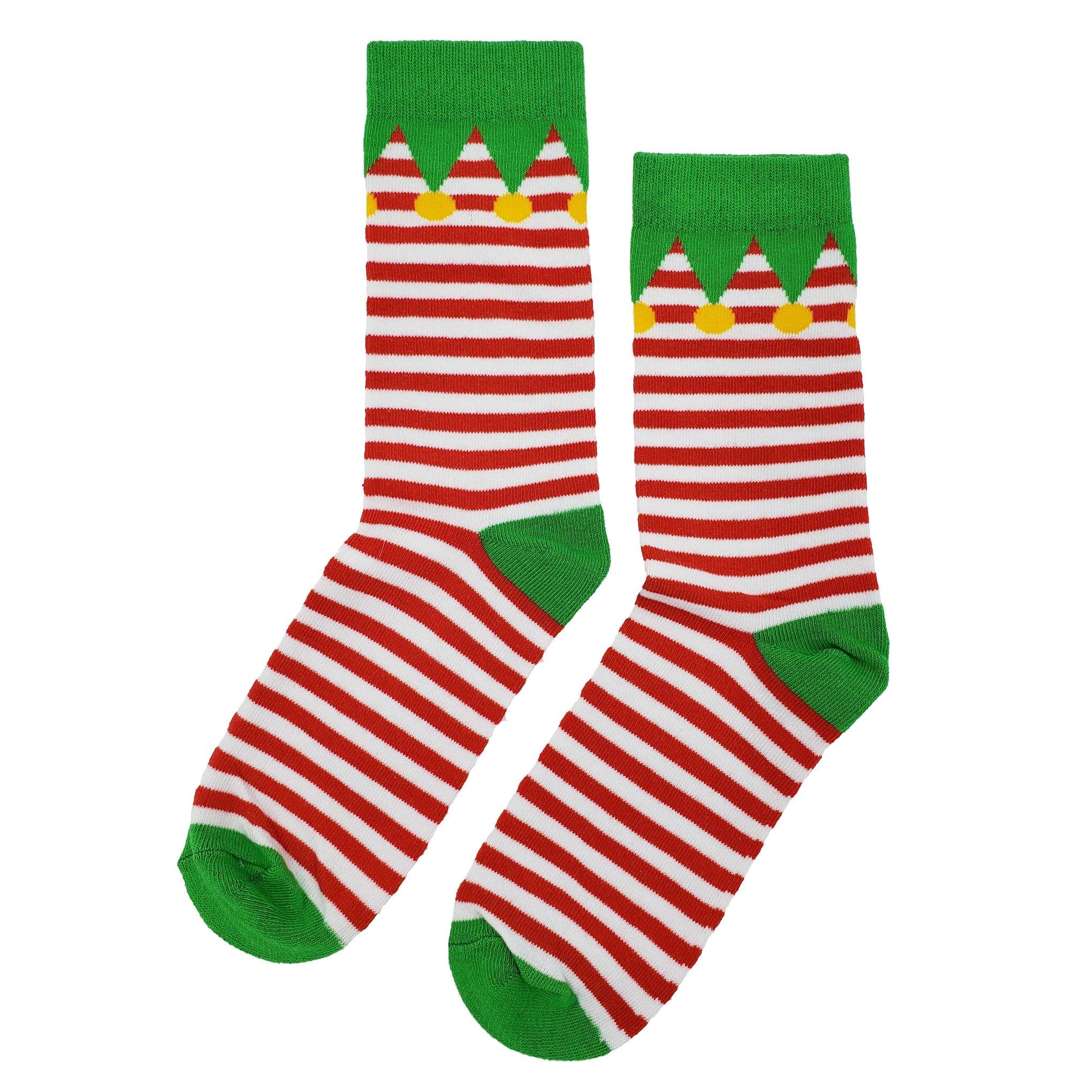 Funny Christmas Elf Dress Socks for Men - Novelty Crazy Fun Design, Size 8-12, Cotton Crew Socks, Colorful Funky Fancy Gift - Perfect for Holiday Parties, Secret Santa & Festive Outfits
