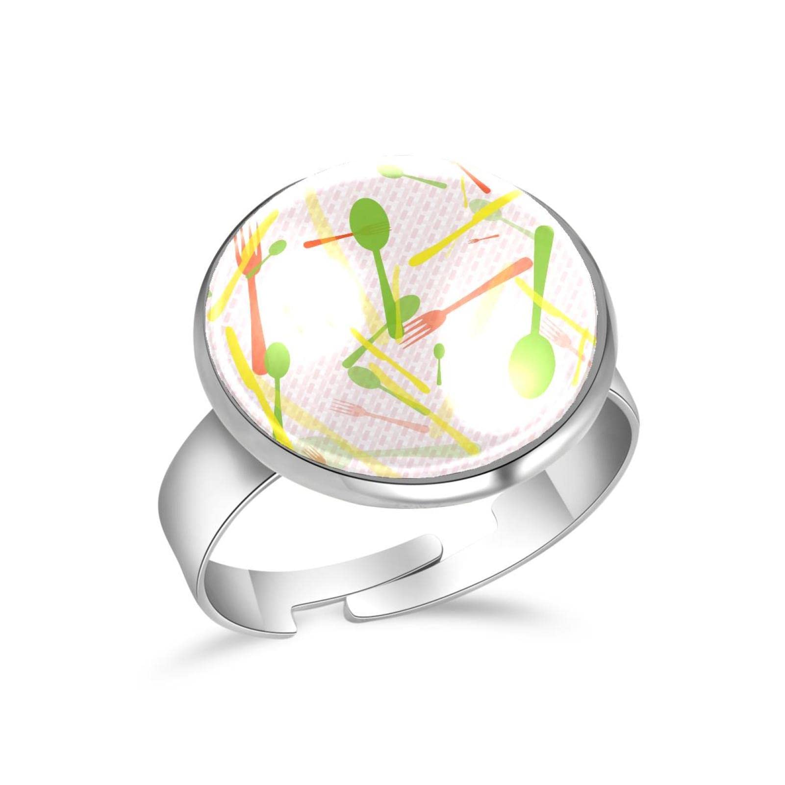 Adjustable Open Rings for Women - Colorful Fork & Spoon Design, Anniversary & Birthday Jewelry Gifts for Her | Perfect for Everyday Wear, Special Occasions & Fashion Accessories