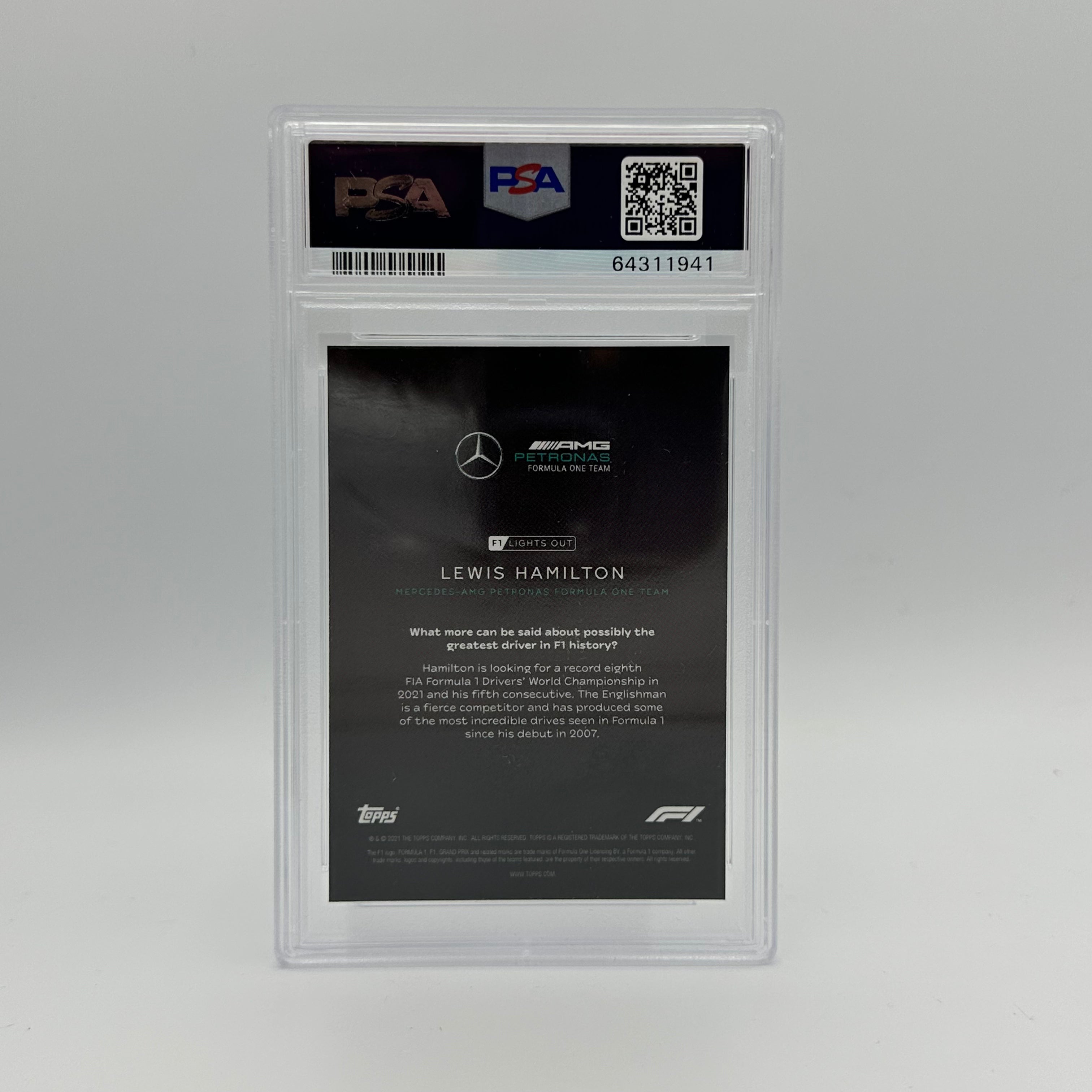 PSA 9 Graded 21/25 Lewis Hamilton Purple Parallel Racing Card - Perfect for F1 Collectors & Memorabilia Displays