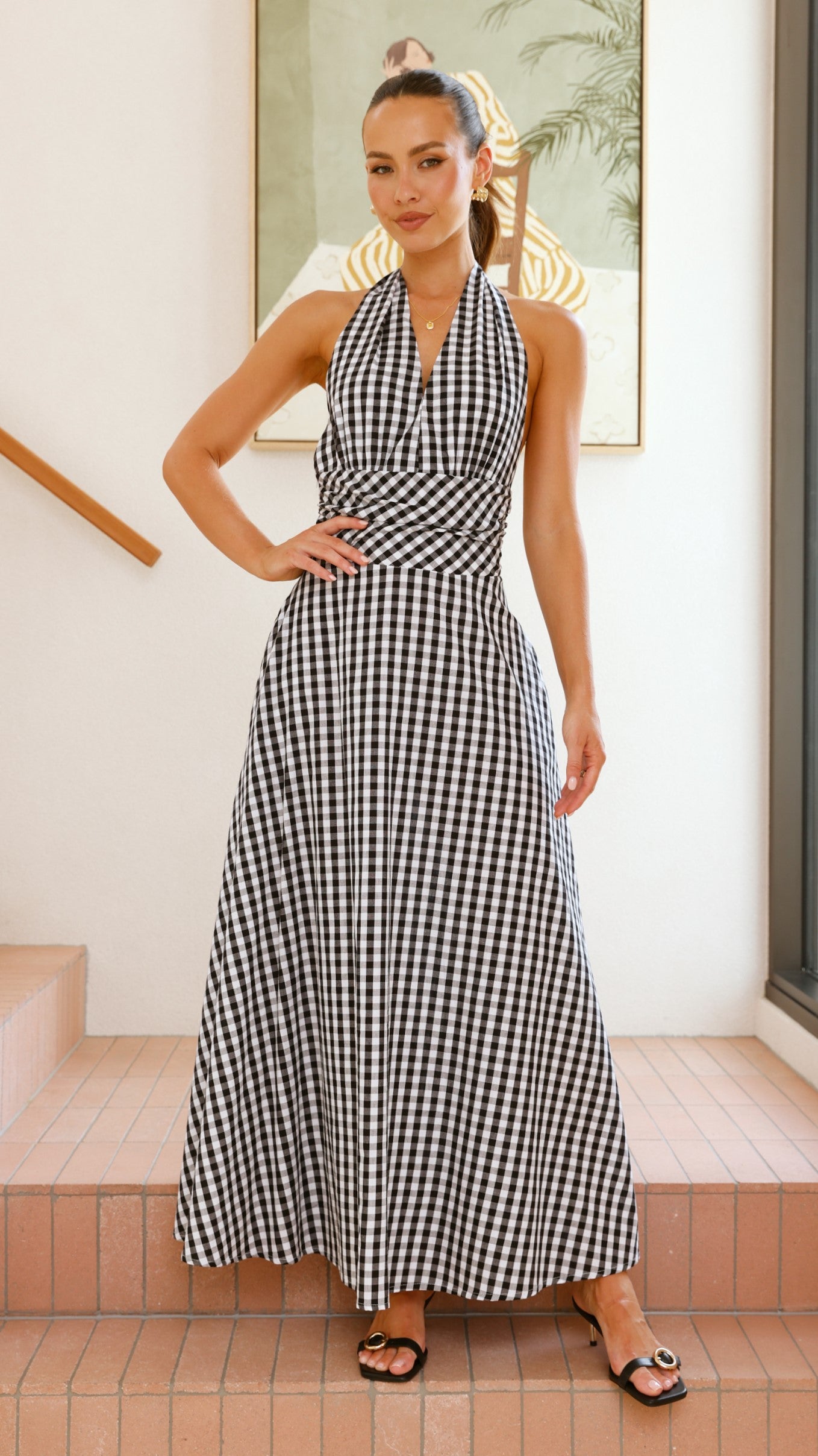 Brydie Halter Maxi Dress - Black Gingham Print Flowy Summer Dress for Women | Beach Cover Up, Vacation Outfit, Boho Chic Fashion