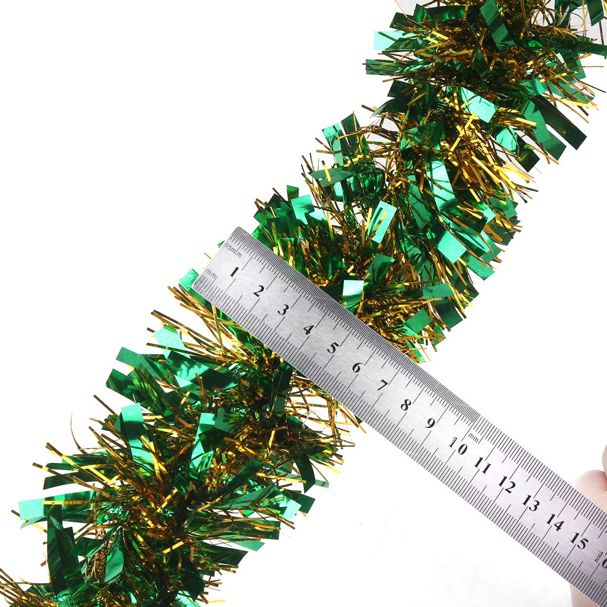 CCINEE 33ft Green Tinsel Christmas Garland - Premium Twisted Hanging Decor for Holiday Trees, Weddings, Birthday Parties & Home Decoration | Perfect for Xmas Decor, Party Backdrops & Festive Room Decorating