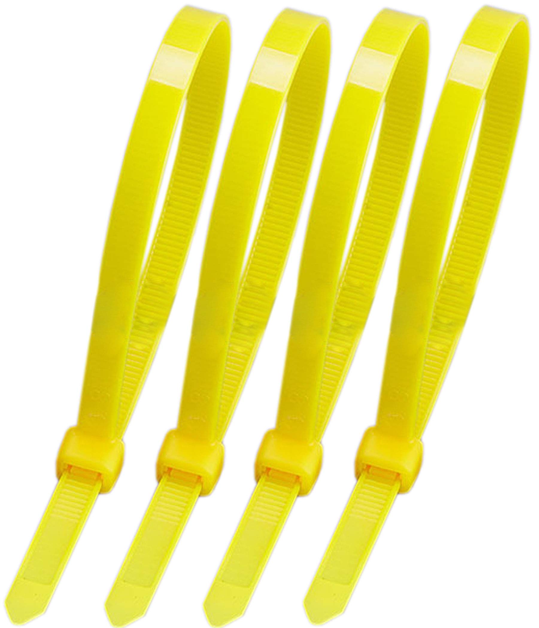 WEEGCN 16-Inch Heavy Duty Nylon Cable Zip Ties (100-Pack) - 120 lbs Strength, Self-Locking Wire Ties for Organizing Cables, Wires & Hoses | Ideal for Home, Office, Garden & DIY Projects - Yellow