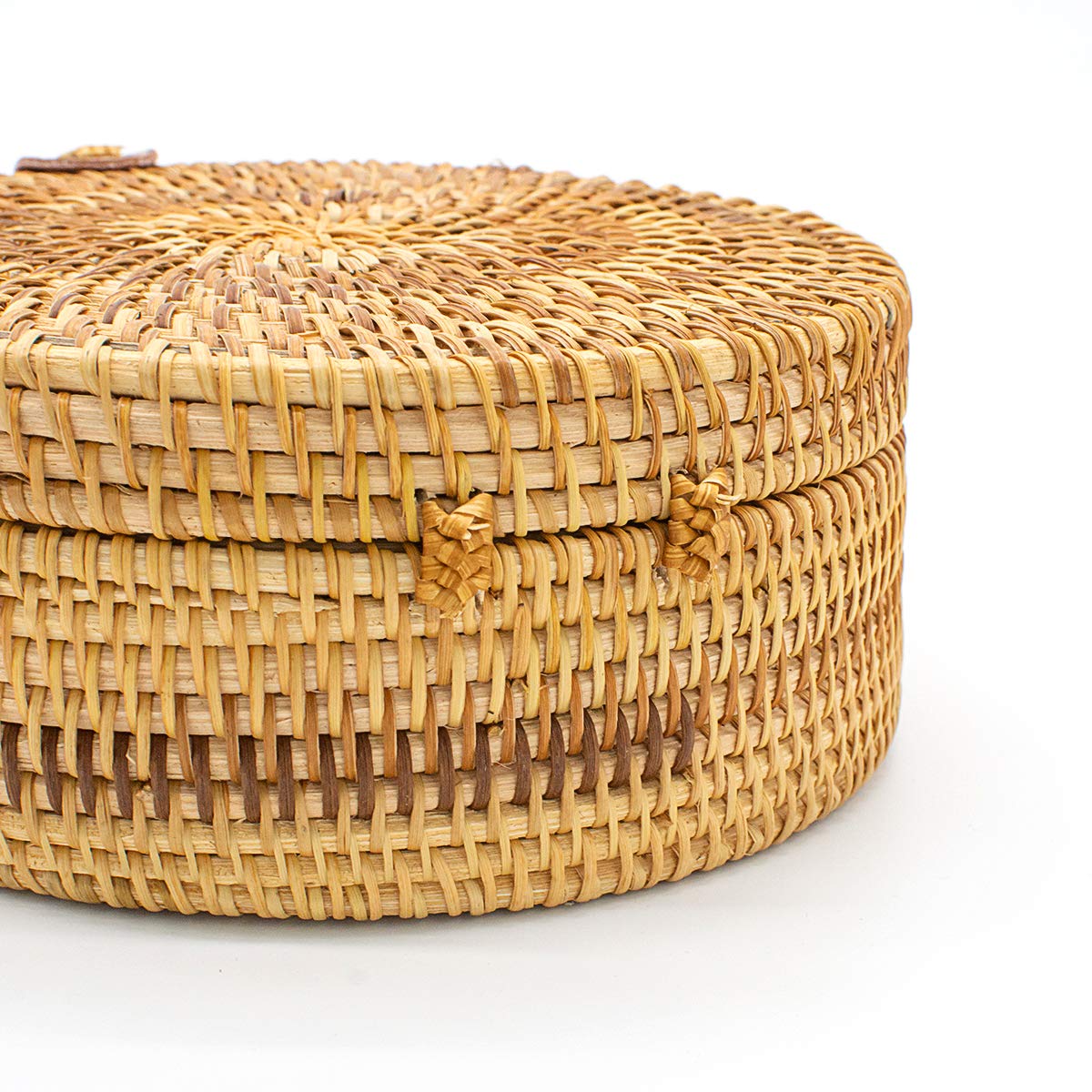 Handwoven Round Rattan Bag for Women - Beach Straw Crossbody Purse with Leather Strap - Perfect for Summer Outings, Vacations & Boho Fashion Accessories