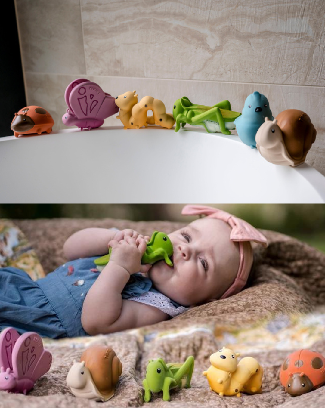 Tikiri My First Garden Friends Natural Rubber Baby Toys - Safe & Eco-Friendly for Toddlers Outdoor Play & Learning Activities