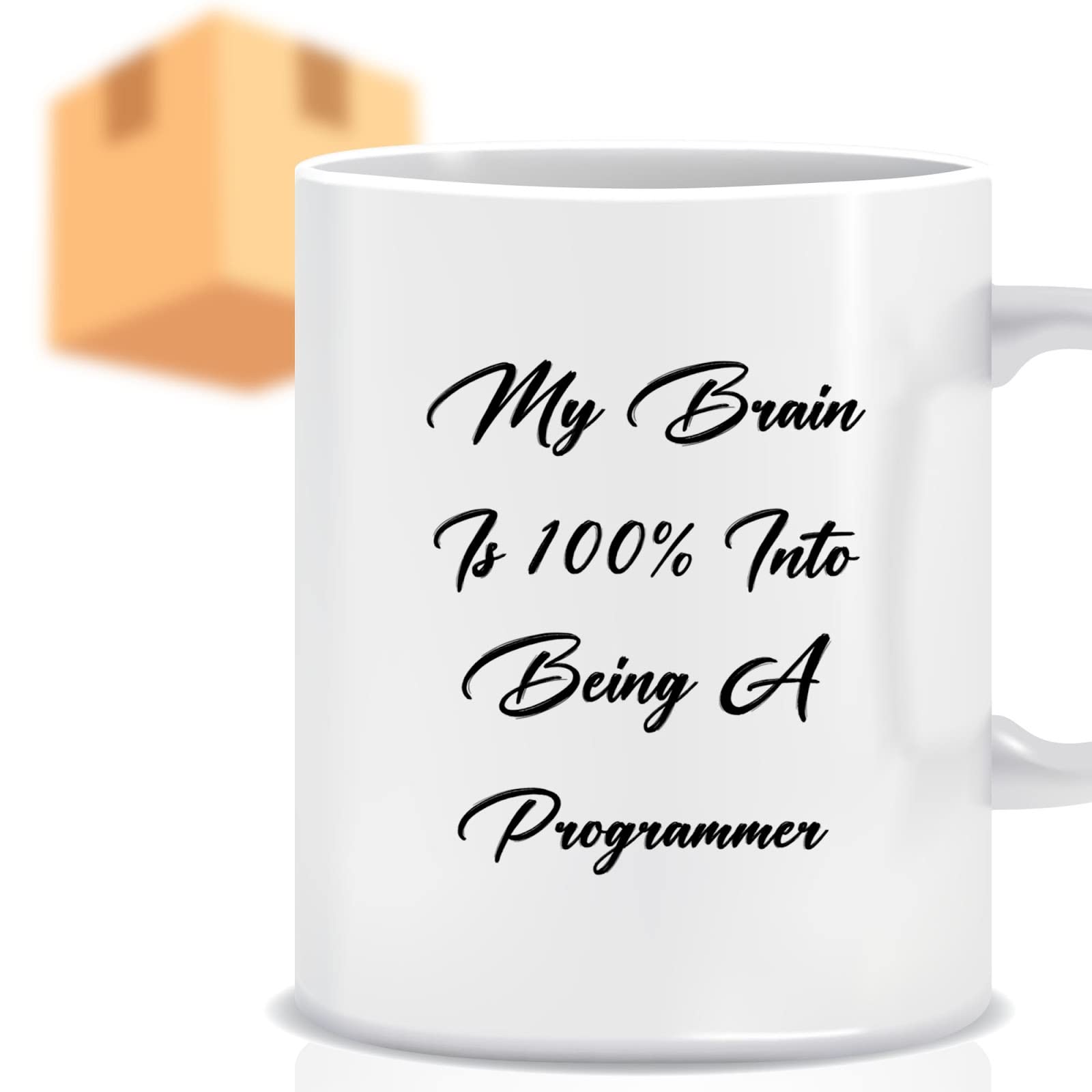Funny Coffee Mug Brain 100% Into - Insulated Novelty Cup for Men, Women, Coworkers & Family - Perfect Birthday, Christmas Gift Idea - Great for Office Use, Home Decor & Coffee Lovers