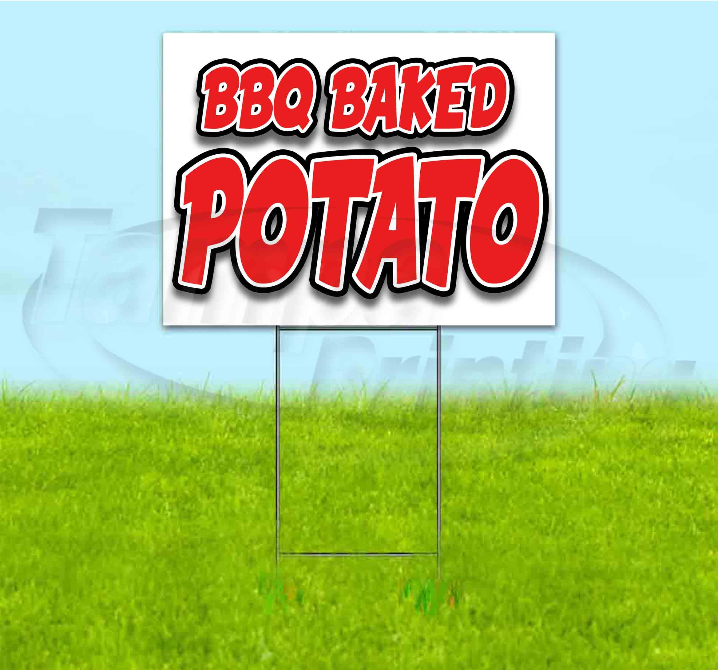 BBQ Baked Potato Yard Sign 18x24 Inches - Durable Outdoor Advertising with Metal Stake - Bulk Discounts & Multi-Pack Options for Restaurants, Events & Political Campaigns