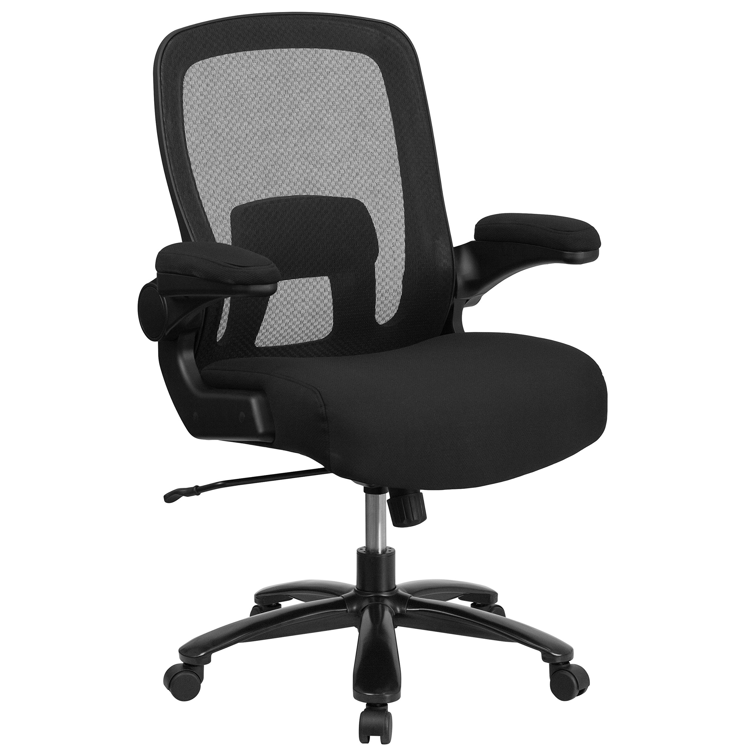 Flash Furniture Big & Tall Office Chair - Black Mesh Executive Swivel Chair with Adjustable Lumbar Support & Wheels | Ergonomic Desk Chair for Home Office & Corporate Workspaces