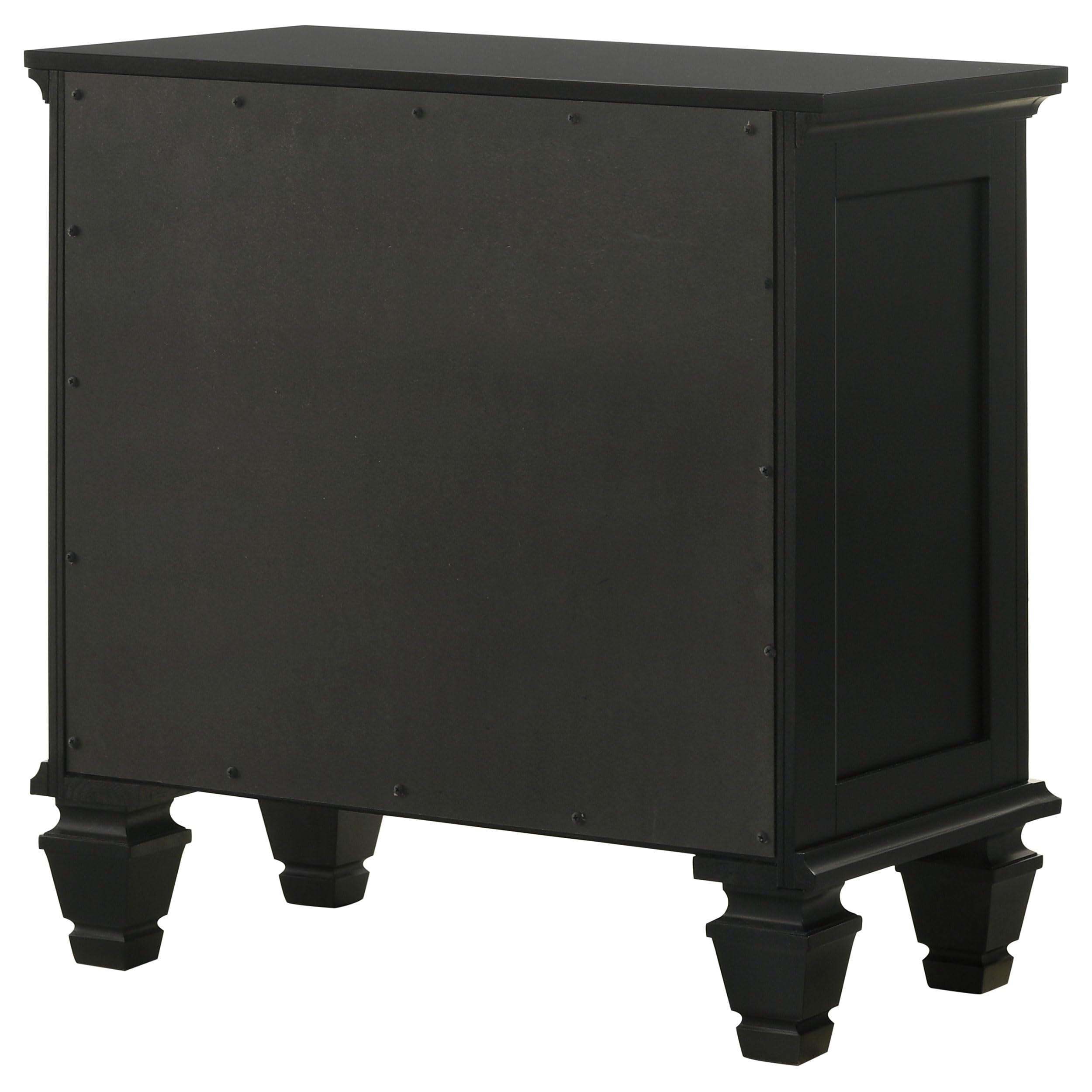 Coastal Wood 3-Drawer Nightstand - Sandy Beach Style Bedside Table with Storage Organizer for Bedroom - Black (201322) | Perfect for Beach House Decor & Guest Room Furniture