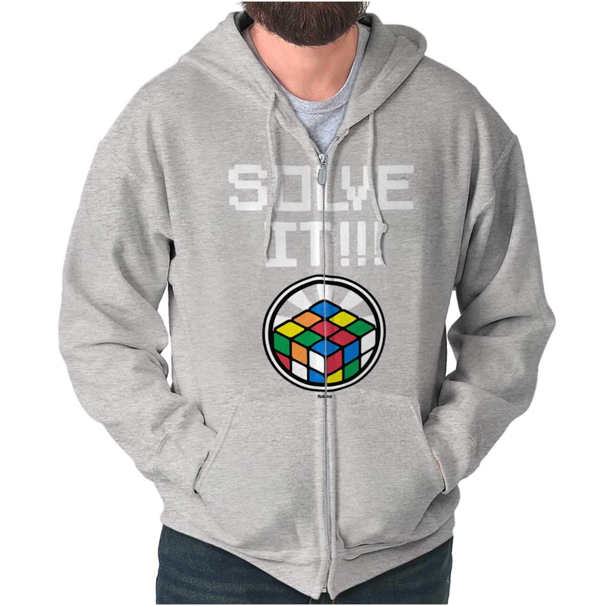 Solve It Rubik's Cube Zip Up Hoodie for Men & Women - Stylish Unisex Puzzle-Themed Casual Wear for Everyday, Gaming & Street Fashion