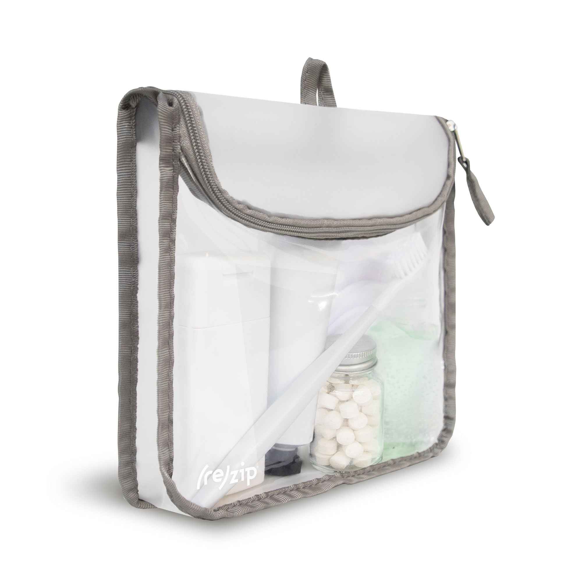 Reusable Zippered TSA-Compliant Travel Quart Bag - BPA-Free Food Grade Toiletry & Makeup Organizer for Suitcase | Machine Washable Clear Bag with Gray Piping | Perfect for Air Travel, Gym Essentials & Daily Storage