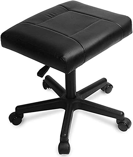 Premium PU Leather Ottoman Foot Stool - Adjustable Height Gaming Foot Rest with 360° Swivel Wheels for Office, Home & Pregnancy Recovery - Ergonomic Under Desk Support for Comfort & Posture Relief