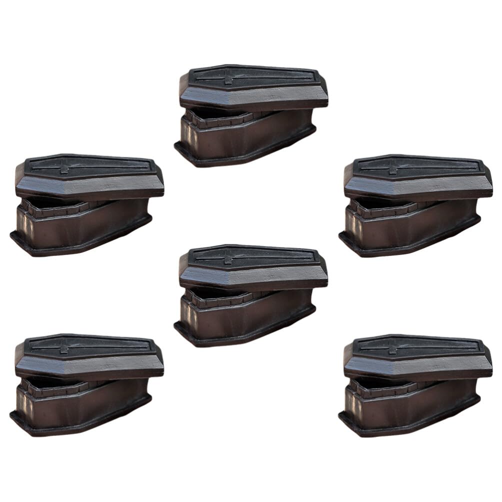 Garneck 6-Piece Fillable Halloween Coffin Candy Box Set - Mini Coffin Treat Caskets for Halloween Party Decorations, Chocolate & Jewelry Storage, Paper Plastic Serving Tray - Perfect for Trick-or-Treat, Spooky Party Favors & Themed Dessert Displays