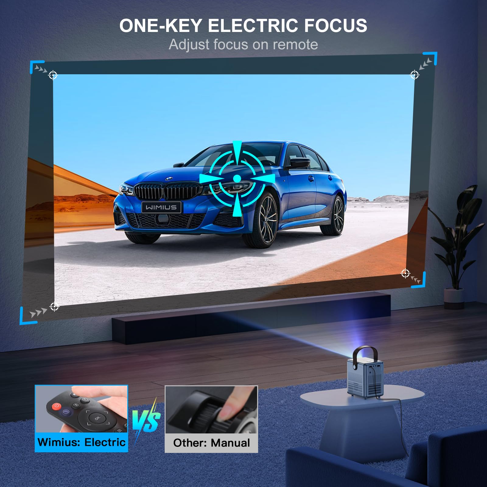 WIMIUS 1080P Mini Projector with 5G WiFi & Bluetooth - Portable Outdoor Movie Projector for Home Theater, Camping & Backyard - 300