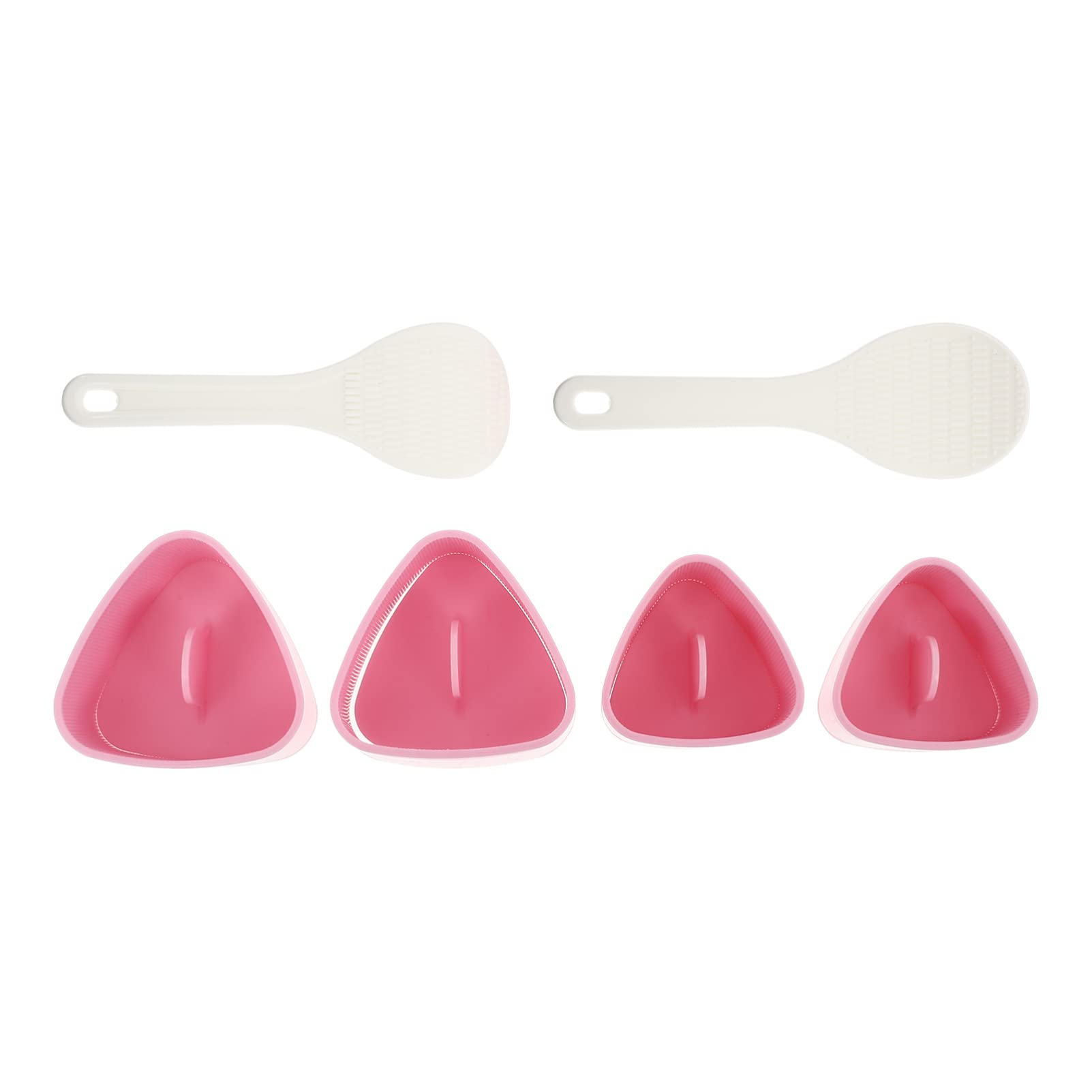 BESPORTBLE 4-Piece Triangle Onigiri Mold Set with 2 Spoons - Japanese Sushi Rice Ball Maker for Bento Box Decorations - Perfect for Lunch Box Meal Prep, Home Cooking & Party Food Presentation (Pink)