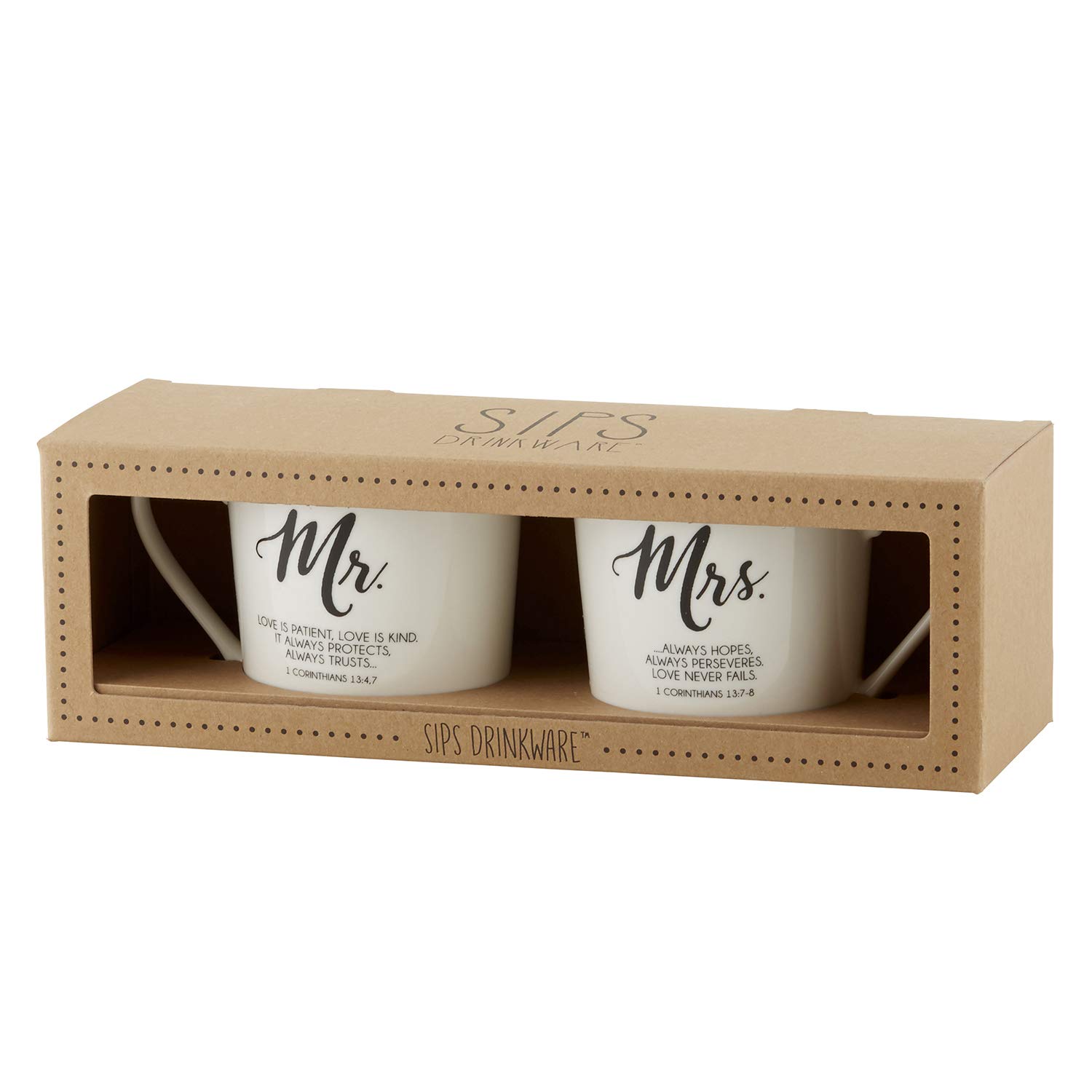 Faithworks Inspirational Bone China Coffee Mug Gift Set - Mr. & Mrs. Couple Mugs, Set of 2 - Perfect for Wedding, Anniversary & Christian Home Decor