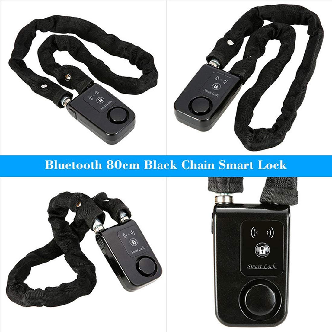 Smart Bluetooth Bike Lock - Keyless Anti-Theft Chain Lock with 110dB Alarm & Phone App Control for Motorcycle, Gate, Door (31.5 Inch, Black) - Perfect for Urban Commuting & Home Security
