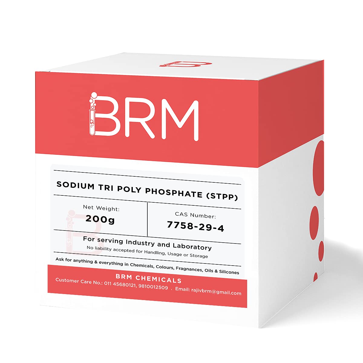 BRM Chemicals Sodium Tripolyphosphate (STPP) 200g - High Purity Food Grade for Soap Making, Shampoo, Cosmetics, Moisturizers & DIY Skincare | Perfect for Face, Hair, Skin & Body Care | Ideal for Home Use, Crafting & Personal Care Products (1 Pack)