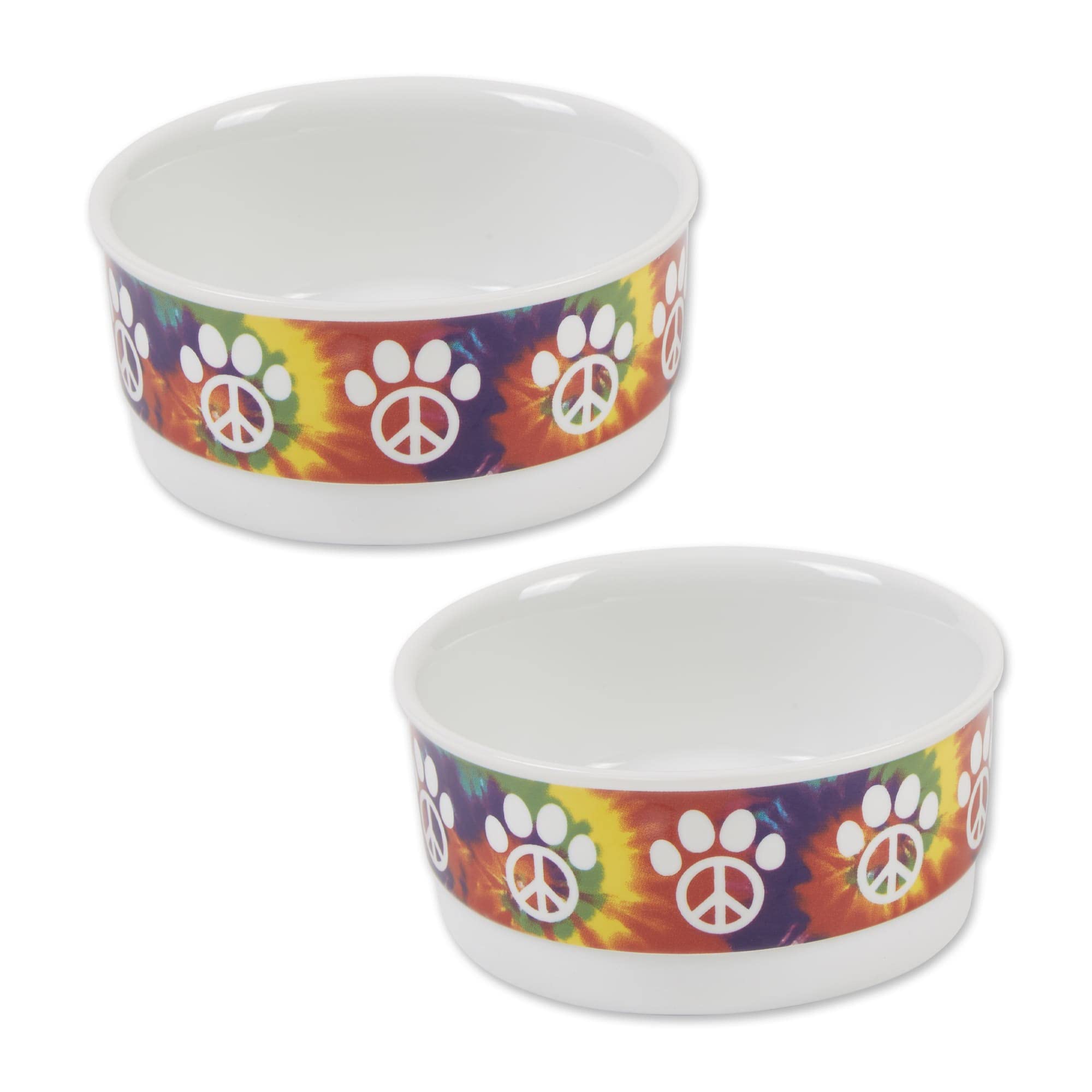 **Non-Slip Ceramic Pet Bowls for Food & Water – Bone Dry Design, Less Messy Feeding – Microwave & Dishwasher Safe Small Set (4.25x2 Inches) – Peace Paw, 2 Count – Perfect for Cats & Dogs at Home or Travel**