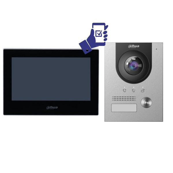 Dahua Smartphone Intercom Kit - KIT DHI 7INBLK2202F P - Wireless Video Doorbell & Home Security System for Smart Homes, Apartments & Offices