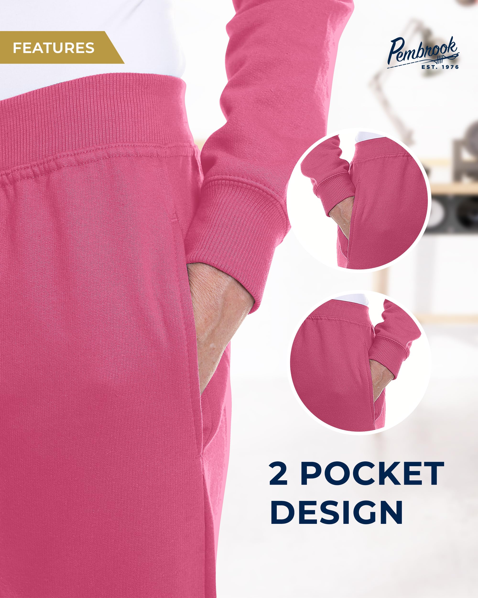 Pembrook Women's 2-Piece Sweatsuit Set - Soft Fleece Embroidered Lounge Outfit for Ladies | Cozy Casual Wear for Home, Gym & Travel