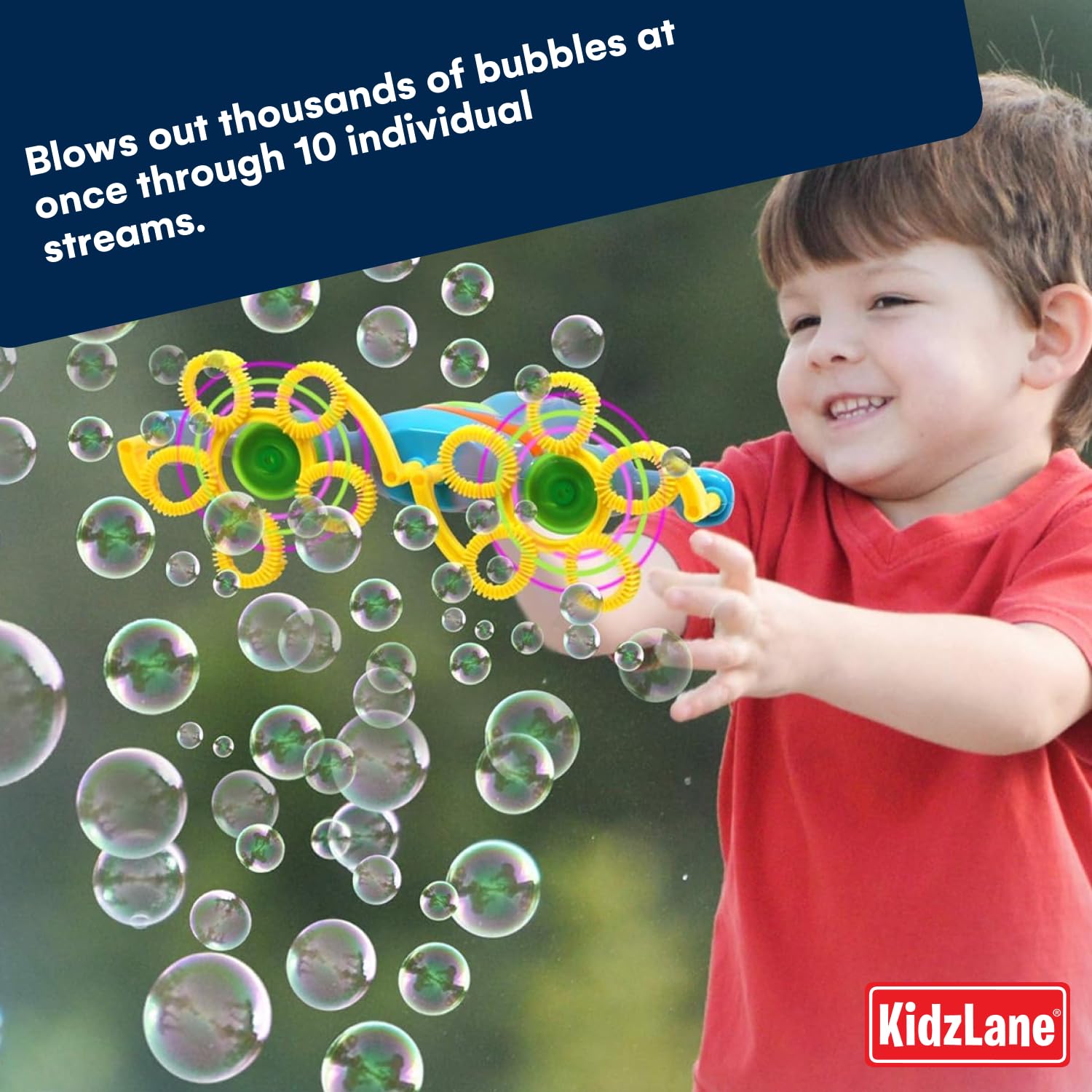 Kidzlane Bubble Blaster - Light Up Bubble Machine for Kids & Toddlers | Handheld Bubble Blower Wand with 4oz Solution | Outdoor & Indoor Bubble Toy for Ages 3+ | Perfect for Birthday Parties, Backyard Play & Summer Fun