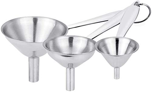 Premium Stainless Steel Mini Kitchen Funnel Set with Long Handle & Hanging Ring - Perfect for Filling Bottles, Jars, and Containers with Liquids, Oils, and Powders - Ideal for Home Bar, Cocktail Making, Cooking, and DIY Projects