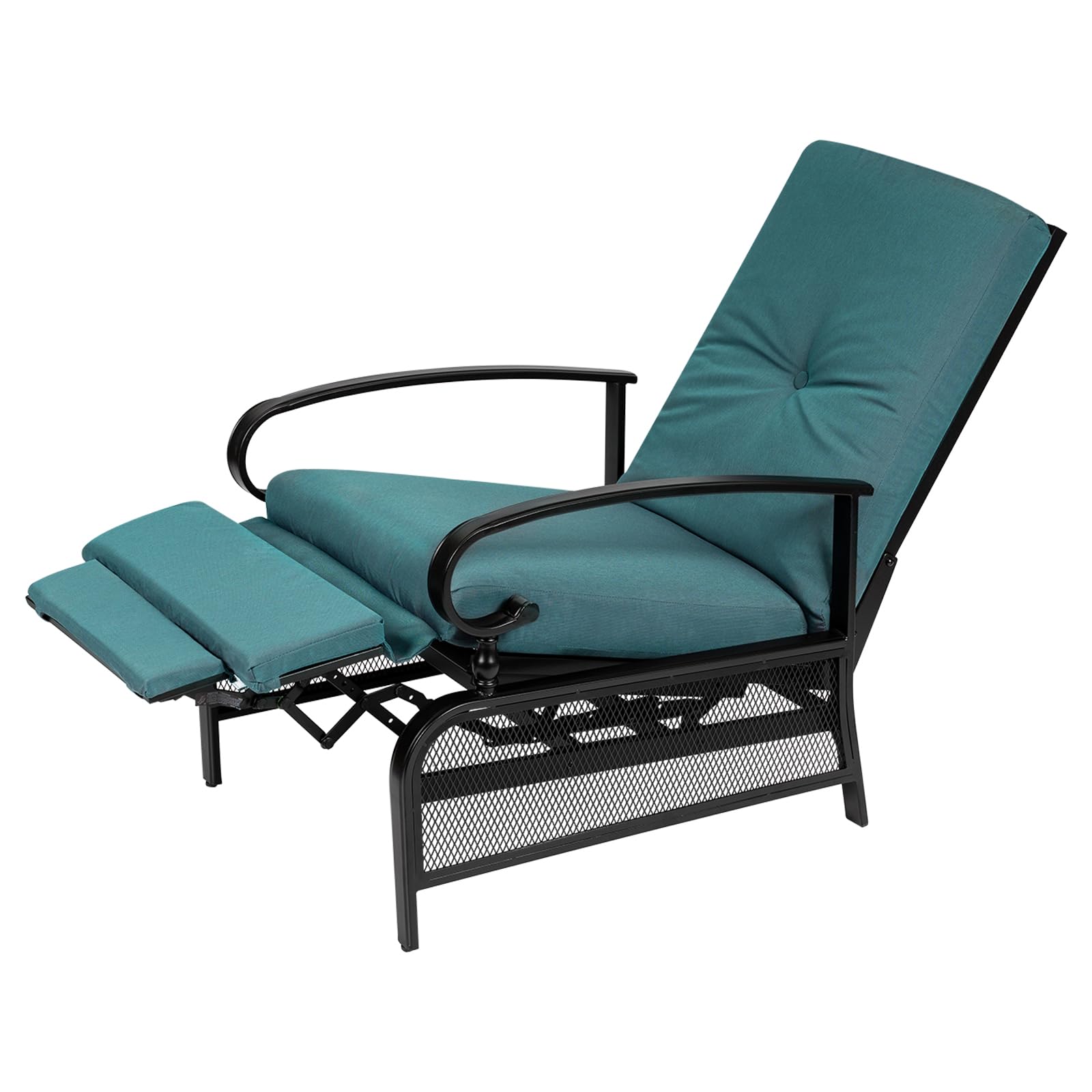 Adjustable Patio Lounge Chair - Outdoor Reclining Chaise with Removable Cushions & Durable Metal Frame - Perfect for Poolside, Backyard, or Beach Relaxation - Blue