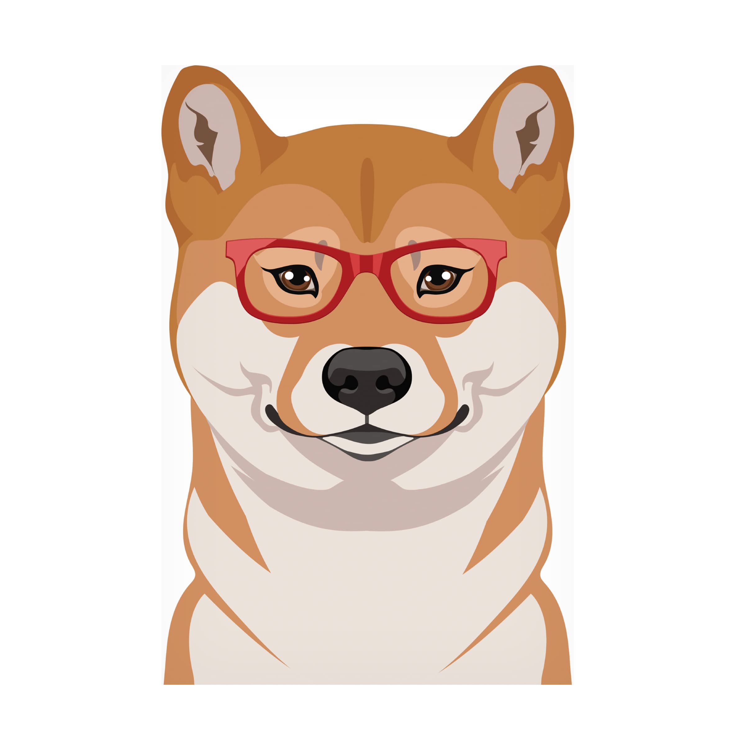Shiba Inu Wearing Hipster Glasses Canvas Wall Art - Modern Dog Portrait Print for Living Room, Bedroom & Office Decor - Trademark Fine Art by Furbaby Affiliates