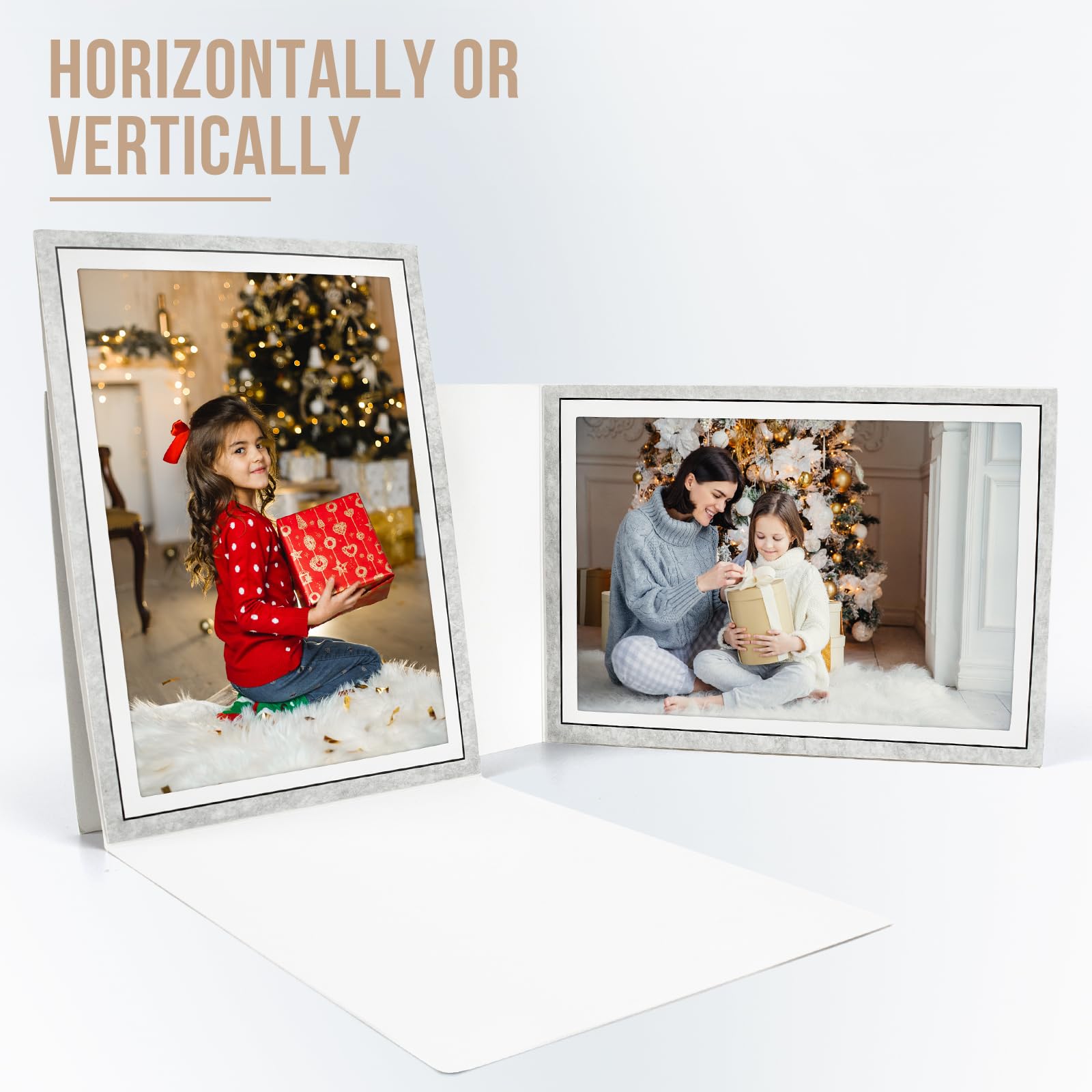Golden State Art 100-Pack 4x6 or 6x4 Photo Folders - Cardboard Picture Frames & Paper Frame Cards for Greetings, Invitations - Perfect for Graduation, Christmas, Wedding Events (Grey) | Display Memories & Celebrate Special Occasions
