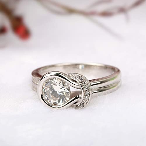 Jeulia Sterling Silver Knot Round Cut Infinity Engagement Ring Set with Halo Crystals & Gift Box – Perfect for Weddings, Anniversaries, and Romantic Gifts