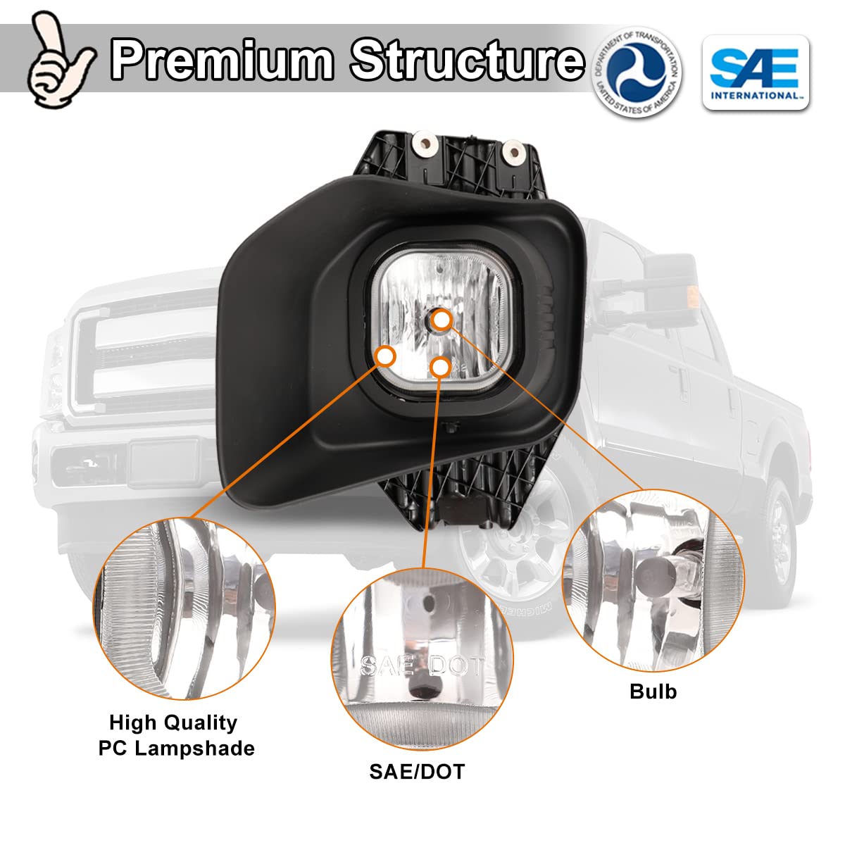 Nixon Offroad Fog Lights for Ford F-250 F-350 F-450 Super Duty (2011-2016) - Durable Fog Lamp Set, Driving Light Assembly Replacement (1 Pair) - Perfect for Off-Roading, Night Driving & Harsh Weather Conditions