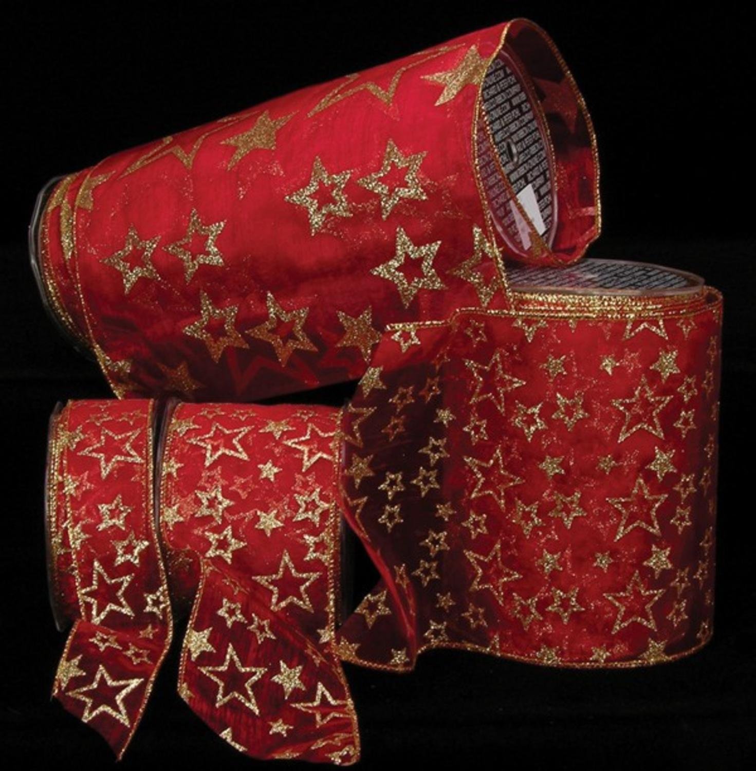 Sheer Red Shimmering Wired Craft Ribbon - 9